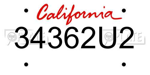 34362U2 California License Plate