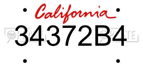 34372B4 California License Plate