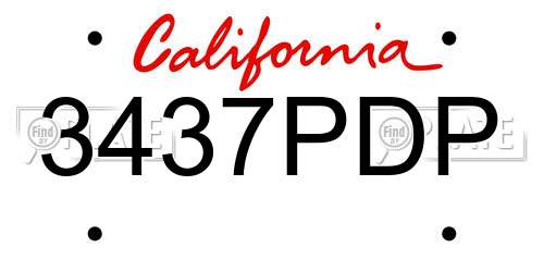 3437PDP California License Plate