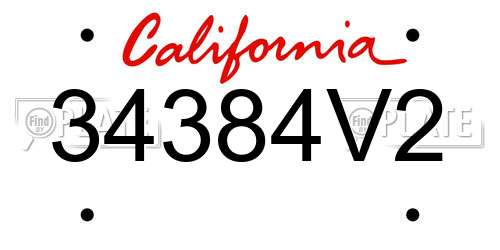 34384V2 California License Plate