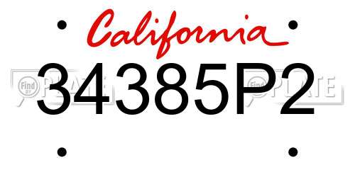 34385P2 California License Plate