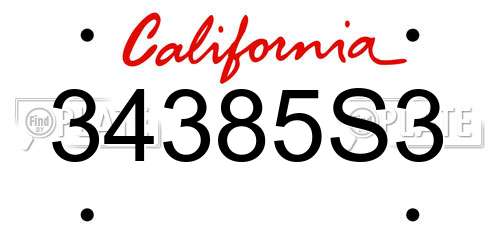 34385S3 California License Plate