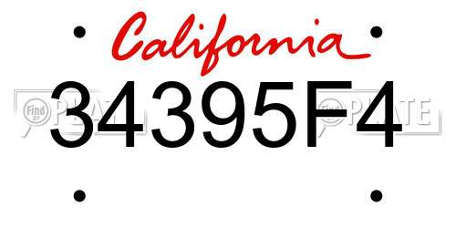 34395F4 California License Plate