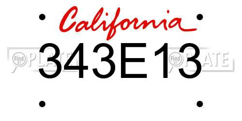 343E13 California License Plate