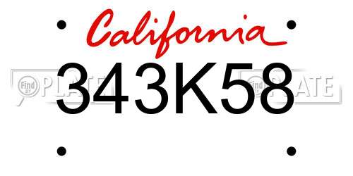 343K58 California License Plate