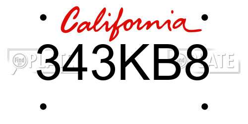 343KB8 California License Plate