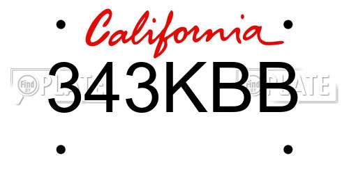 343KBB California License Plate