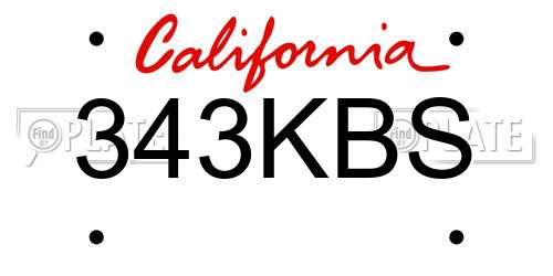 343KBS California License Plate