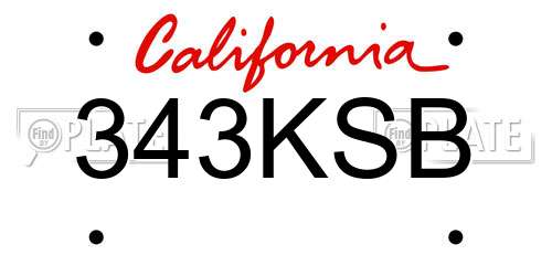 343KSB California License Plate