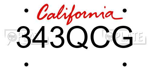 343QCG California License Plate
