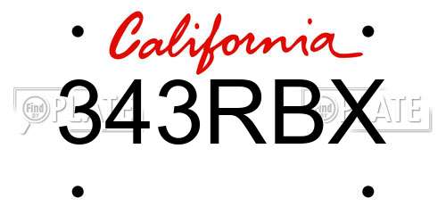 343RBX California License Plate