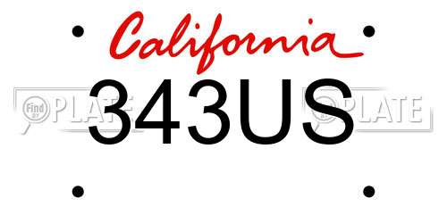 343US California License Plate