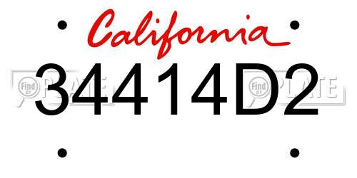 34414D2 California License Plate