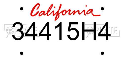 34415H4 California License Plate
