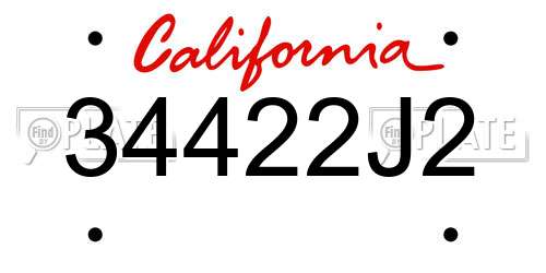34422J2 California License Plate