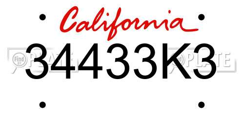 34433K3 California License Plate