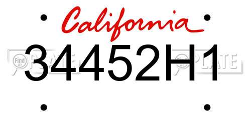 34452H1 California License Plate