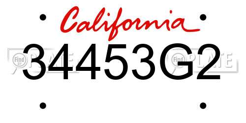 34453G2 California License Plate