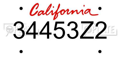 34453Z2 California License Plate