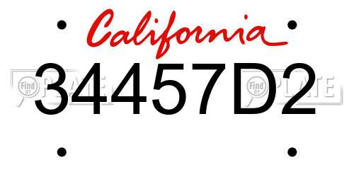 34457D2 California License Plate