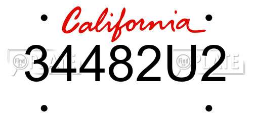 34482U2 California License Plate