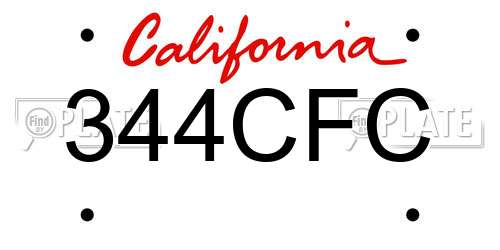 344CFC California License Plate
