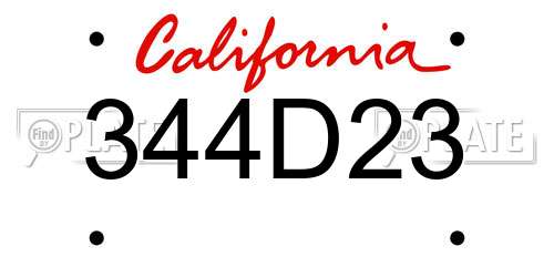344D23 California License Plate