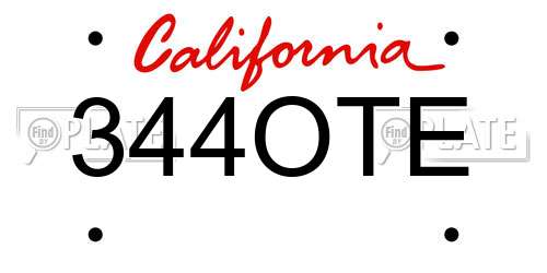 344OTE California License Plate