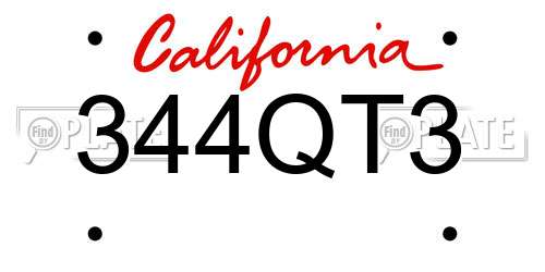 344QT3 California License Plate