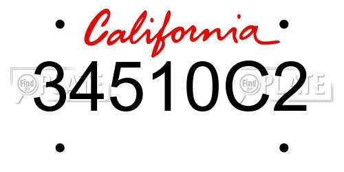 34510C2 California License Plate