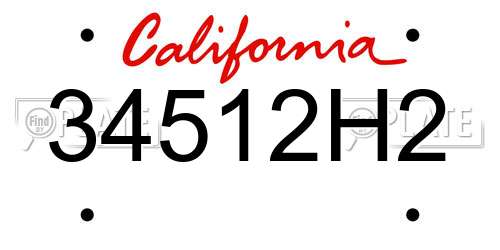34512H2 California License Plate