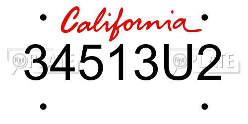 34513U2 California License Plate