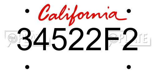 34522F2 California License Plate