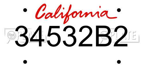 34532B2 California License Plate