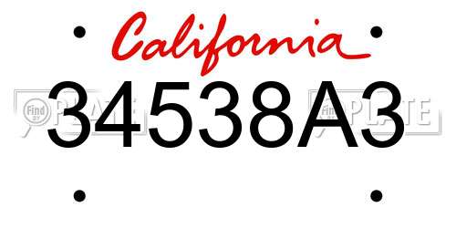 34538A3 California License Plate