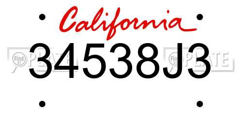 34538J3 California License Plate