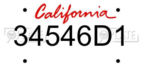 34546D1 California License Plate