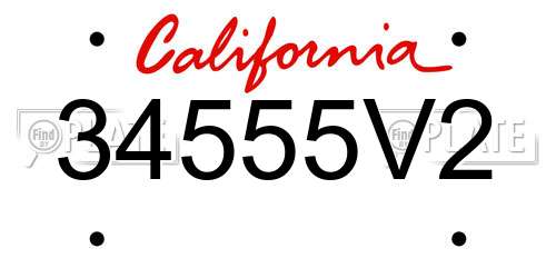 34555V2 California License Plate