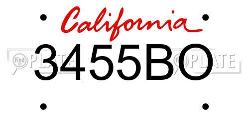 3455BO California License Plate
