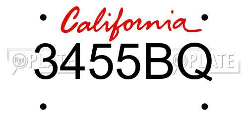 3455BQ California License Plate