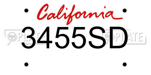 3455SD California License Plate