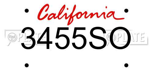 3455SO California License Plate