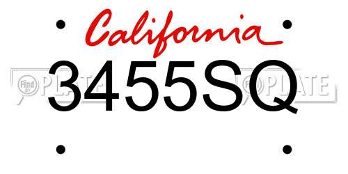 3455SQ California License Plate