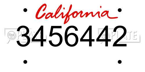 3456442 California License Plate
