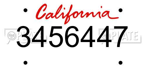 3456447 California License Plate