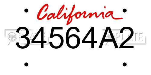 34564A2 California License Plate