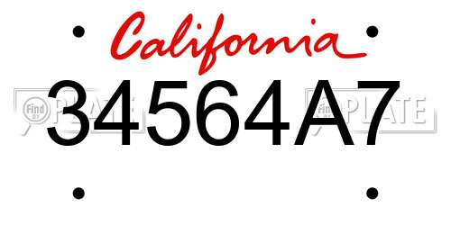 34564A7 California License Plate