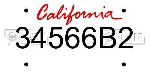 34566B2 California License Plate