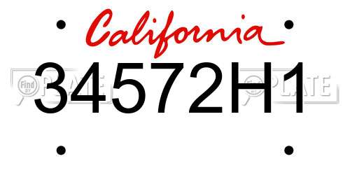 34572H1 California License Plate