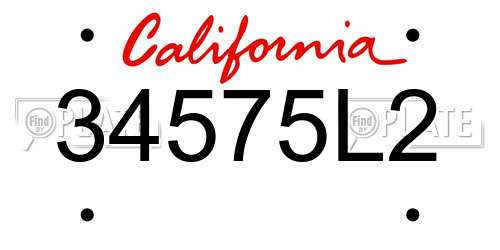 34575L2 California License Plate